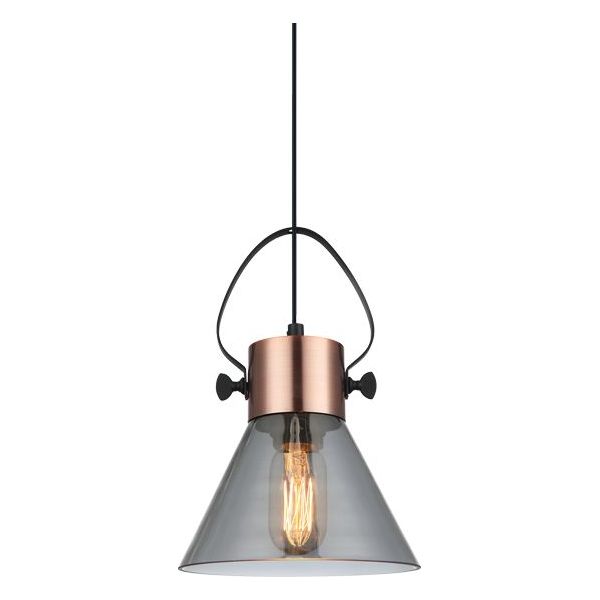 CLA Fumoso Copper Plate with Smoke Glass Flat Top Pendant