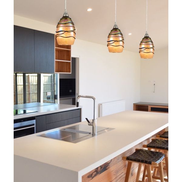 CLA Glaze Glass with Coloured Twist Ellipse (Hand blown glass) pendant lights