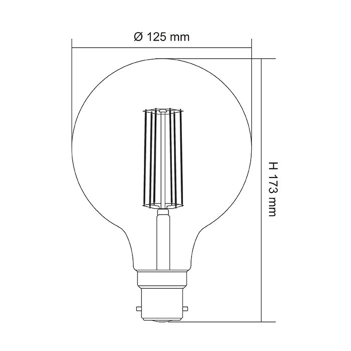 SAL Clear Spherical LG125 8W Led Filament Globe