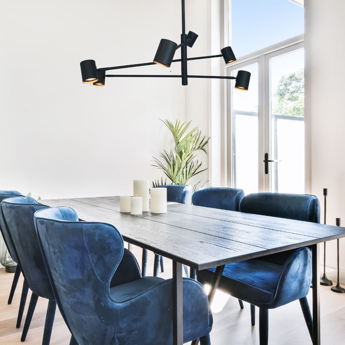 PELO Matte Black Pendant Light – 6 Light by VM Lighting