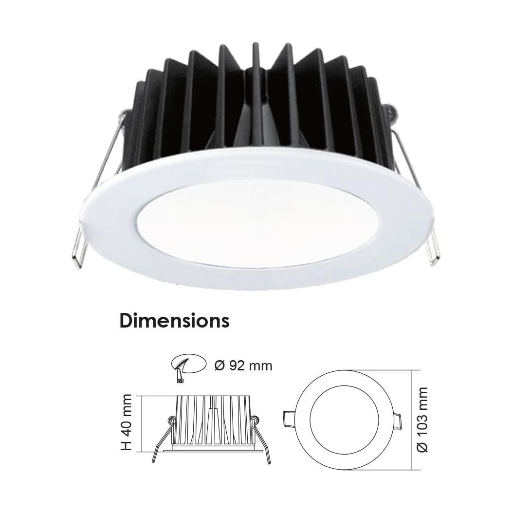 SAL rippleSHIELD ECOGEM S9041TC 10W Dimmable IP44 LED Downlight
