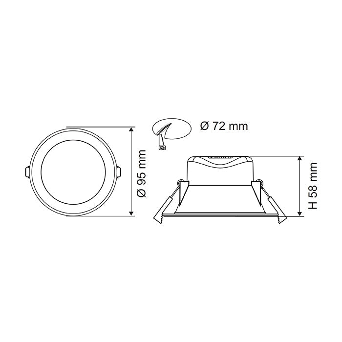 SAL Wave S9064TC LED Downlight 7W Tri-Colour 72mm Cut Out
