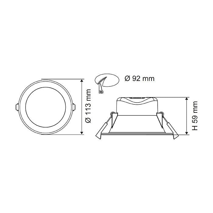 SAL Wave S9065TC 9W LED Downlight Dimmable IP44 Tri Colour