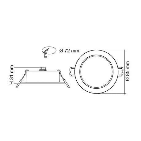 SAL Tradegem S9140TC2WH LED Downlight 8W Dimmable IP44 Tri Colour