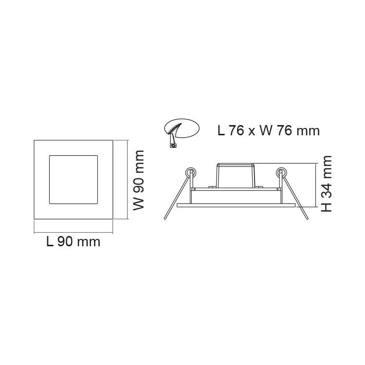 SAL Broom S9311 3W LED Recessed Square Wall Light