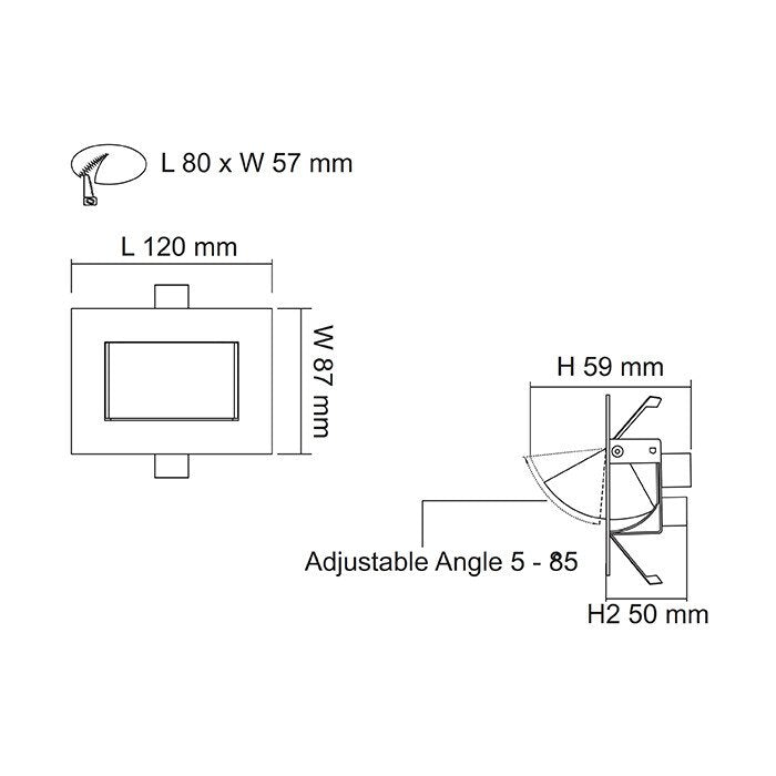 SAL Beacon S9515 3W Recessed Square Wall Luminaire