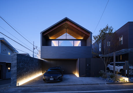 Car Driveway Lighting of a Modern Home