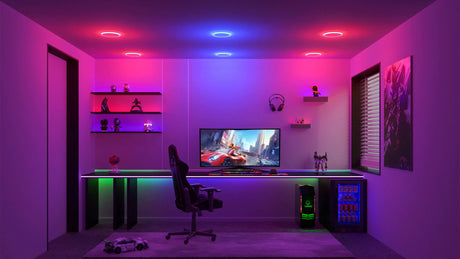 Different type and color of lighting in a room