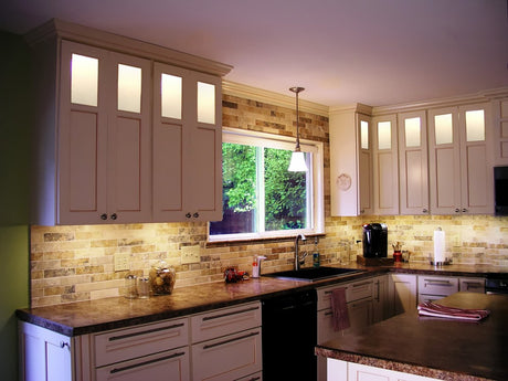 under cabinet lighting in a kitchen