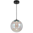 Telbix Aurora 30 cm Pendant – rainbow-tinted opal glass sphere suspended from black iron fixture