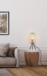 Eglo Lighting Bordesley 28W E27 Black/Light Wood Table Lamp