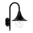 Havit HV3554W-BLK Hove Aluminium Black Coach Wall Light Black wall-mounted outdoor light fixture with a clear glass shade on a white background
