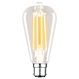 Vintage-style LED light bulb Mercator ST64 2700K B22 pear filament LED globe on a white background