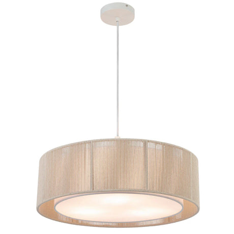 Beige Telbix Cusco 50 Pendant in natural finish showing front and pendant light with a white background.