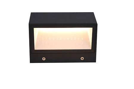 Black rectangular energy-efficient LED wall sconce for indoor lighting
