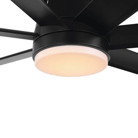 Black Tourbillion tri colour LED light module for ceiling fan with light fixture on a white background