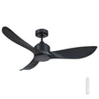 Black ceiling fan Mercator Eagle Lite DC ceiling fan with sleek modern design with remote control on a white background