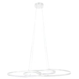Modern pendant light with white finish on a white background