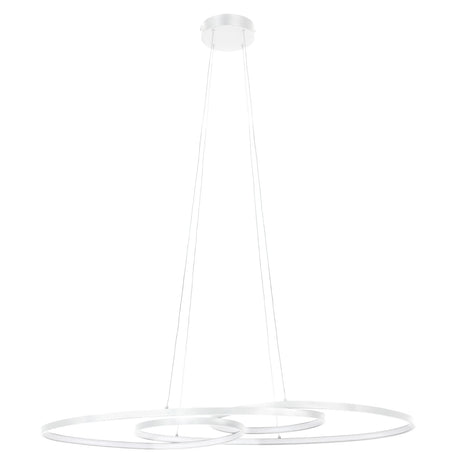 Modern pendant light with white finish on a white background