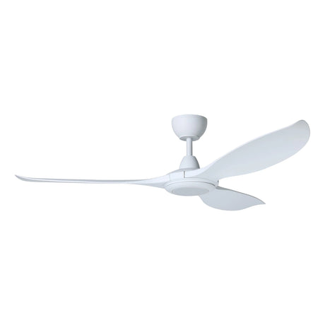 White ceiling fan with two blades on a white background