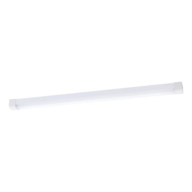 White Eglo Rex 1200mm weatherproof LED batten light on a white background
