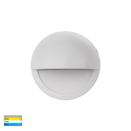 Round gray step light fixture Tri‑colour LED step light showing 4000K to 5500K daylight tones