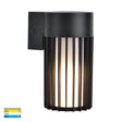 Energy-efficient black outdoor light fixture with clear glass design