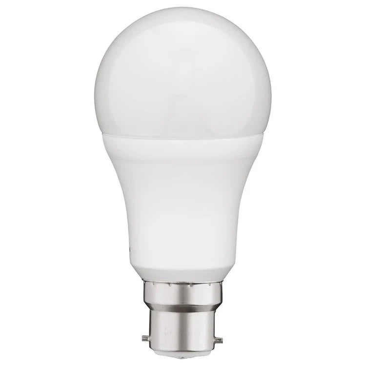 White Mercator A60 3000K 9W B22 LED Globe for warm lighting in a white background