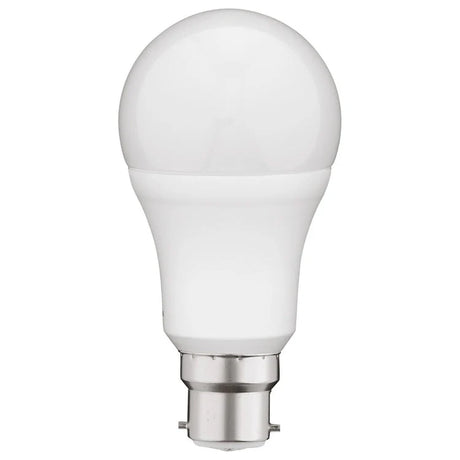 White Mercator A60 3000K 9W B22 LED Globe for warm lighting in a white background