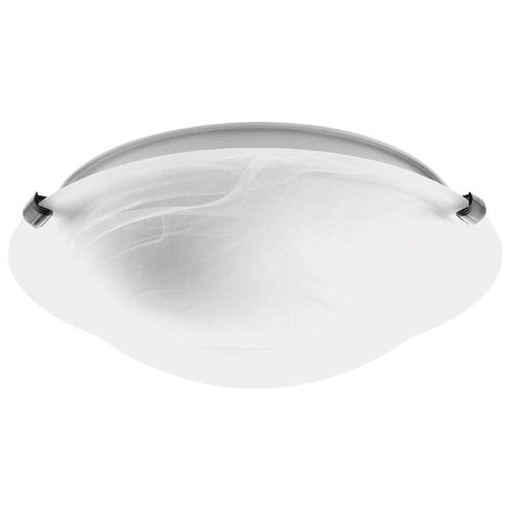 Mercator Astro 30cm ceiling light with chrome clips with white glass shade and silver metal frame on a white background