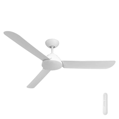 White Energy-efficient Brooke ceiling fan by Mercator in sleek design on a white background
