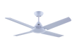 Mercator Cardinia 122cm AC ceiling fan with modern white finish and white blades on a white background