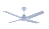 Mercator Cardinia 122cm AC ceiling fan with modern white finish and white blades on a white background