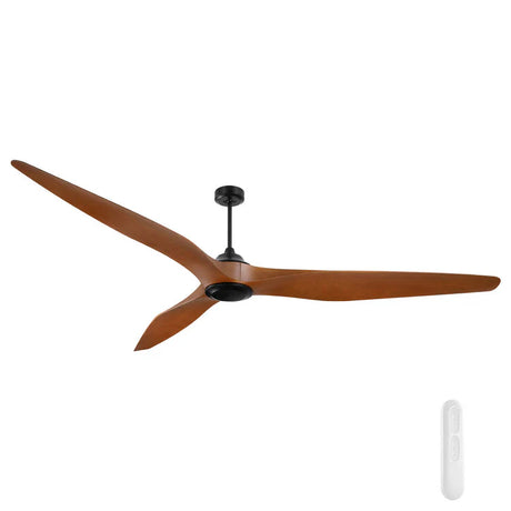 Modern industrial ceiling fan with massive 254cm blade span wooden blades on a white background and