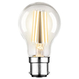 Mercator Classic A60 7.5W B22 LED filament globe with visible filaments on a white background