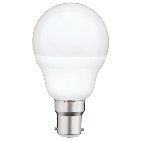 White Mercator Fancy Round B15 LED Globe in 5700K Daylight in a white background