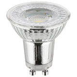Mercator GU10 warm white glass dimmable LED globe with a clear glass cover on a white background