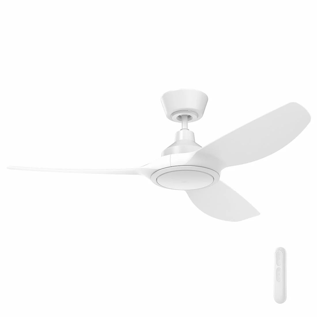 White Energy-efficient DC ceiling fan with LED – Jota S 122cm with three blades on a white background