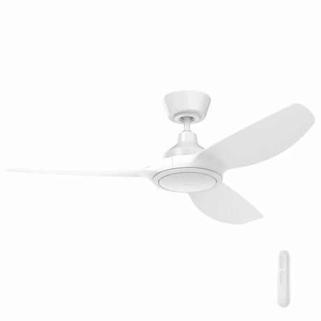 White Energy-efficient DC ceiling fan with LED – Jota S 122cm with three blades on a white background