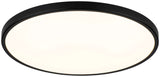 Round Mercator Millan integrated LED ceiling light fixture with black frame on a white background
