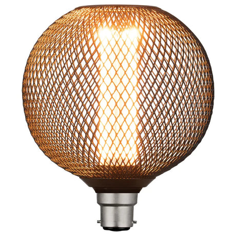 Mercator Vintage B22 Decorative Sphere Globe for ambient lighting with mesh design on a white background