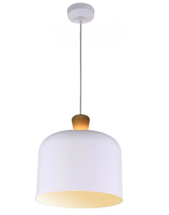 PORTO Open Top Oak Metal Shade Pendant by VM Lighting