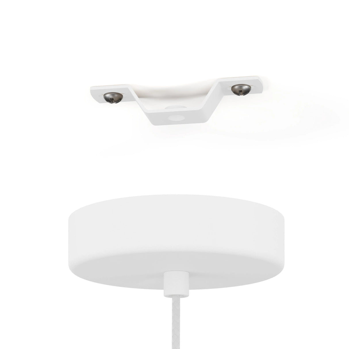 White ceiling light fixture on a white background