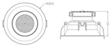 Technical drawing of recessed 10W LED downlight with SMD technology by 3A