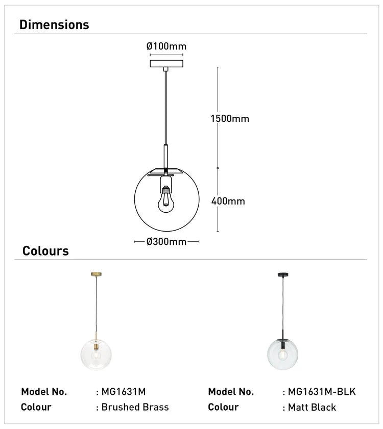 Mercator Madrid 1Lt Medium Pendant Light