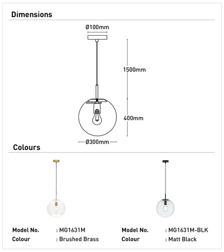 Mercator Madrid 1Lt Medium Pendant Light