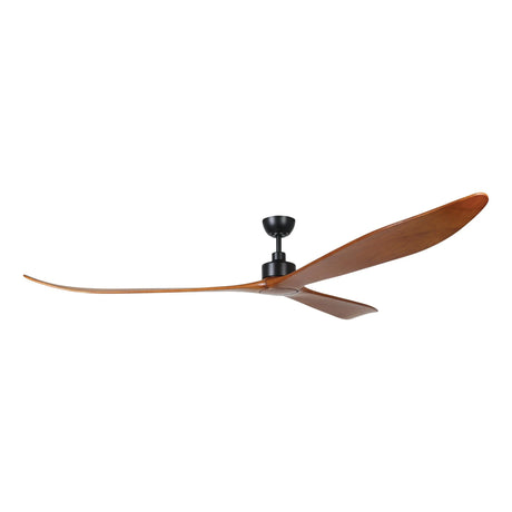 Ceiling fan with wooden blades on a white background