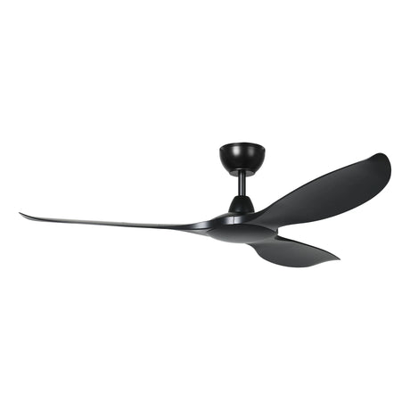 Black Eglo Kurrawa 60 inch DC ceiling fan with IP55 weatherproof rating on a white background