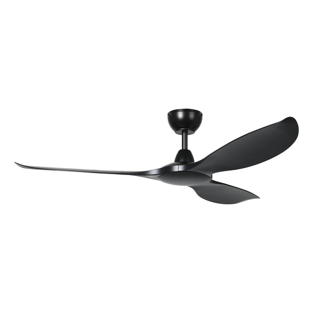 Black Eglo Kurrawa 60 inch DC ceiling fan with IP55 weatherproof rating on a white background