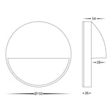 Technical drawing of Sleek black LED step light for outdoor stair lighting